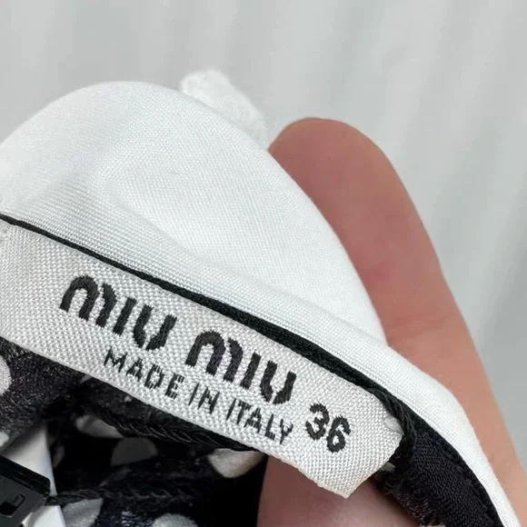 Authentic Miu Miu Black and White Polka Dot Mini Dress - Picture 4 of 6